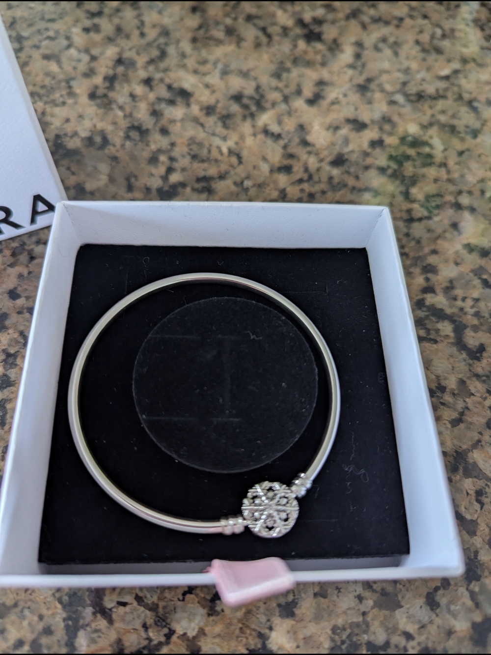 Authentic Pandora Silver Bracelet with Floral Snowflake Charm